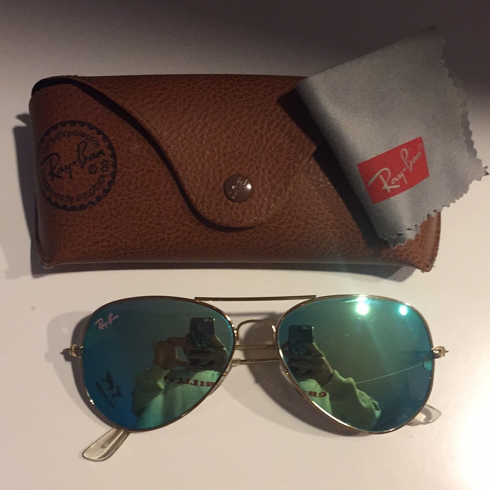 Authentic Green/Blue Aviator Ray Bans